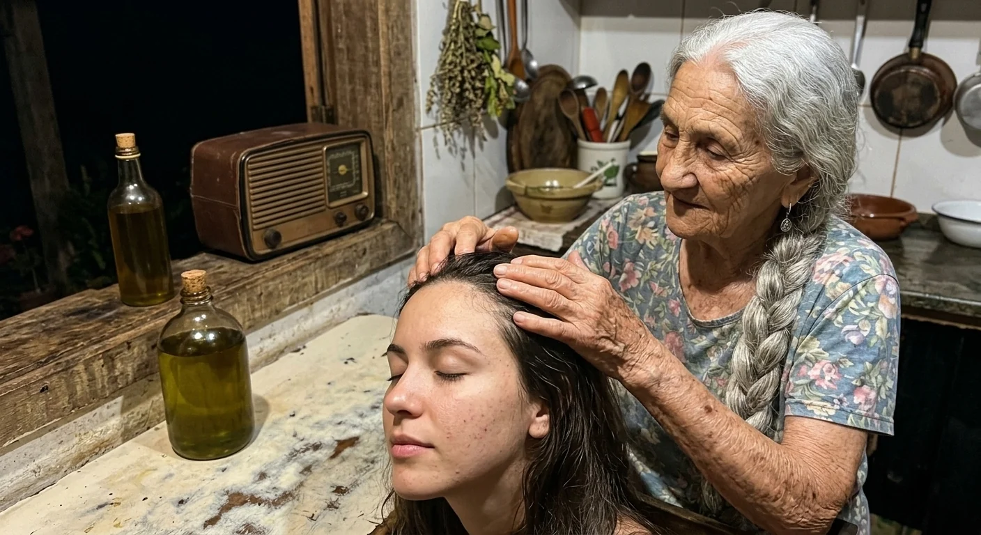 Dona Marlene massiert ihrer Enkelin abends das Öl in die Kopfhaut
